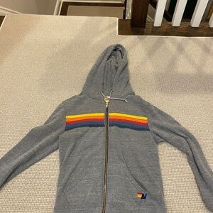 Women's Aviator Nation 5 Stripe Zip-up Hoodie Charcoal